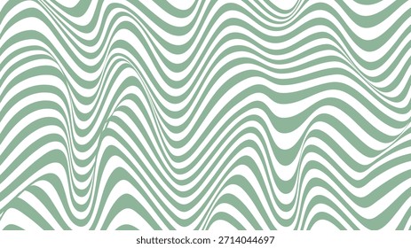 Abstrato Sage verde e branco ondulado faixas padrão sem emenda, linhas curvas de ilusão óptica