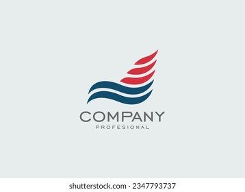 Abstract Sail Boat Logo. Geometric Shape Sail Boat with Wave Style Grey Background. Suitable For Business and Branding Logos. Flat Design Vector Template Elements