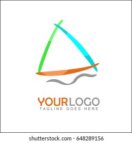 Abstract sail boat logo vector.