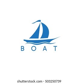 Plantilla de diseño de Vector de icono de barco de vela abstracta