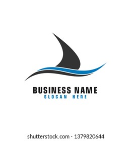 Abstract sailboat graphic logo template, sailing logo, flat design.
