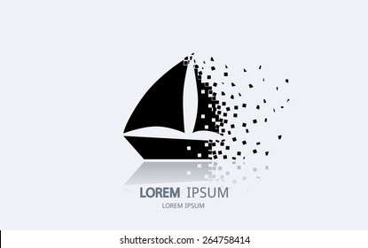 Abstract sailboat logo. Vector logotype design.