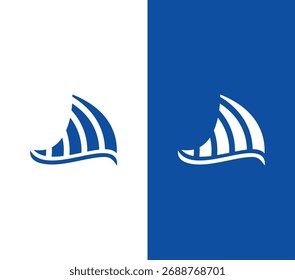Abstract Sailboat Wave Logo Design