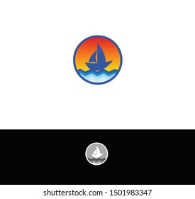 Abstract sailing boat logo for business