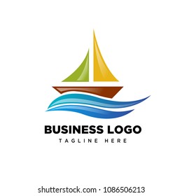 abstract sailing on ocean logo