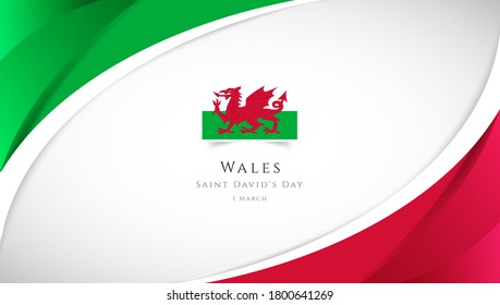 Abstract saint davids day of Wales country banner with elegant 3D background