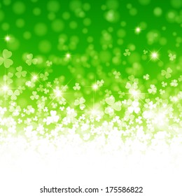 Abstract Saint Patrick Day Background With Clover In Green