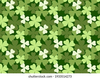 Abstract. Saint Patrick Day pattern seamless background. Design with shamrock for pillow, print, fashion, clothing, fabric, gift wrap, face mask. Vector.