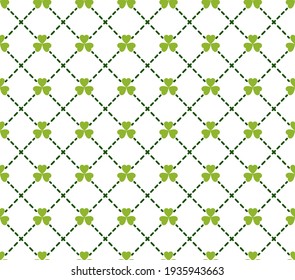 Abstract. Saint Patrick Day pattern seamless background. Design with shamrock for pillow, print, fashion, clothing, fabric, gift wrap, face mask. Vector.