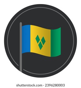 Abstract Saint Vincent and the Grenadines Flag Flat Icon in Circle Isolated on White Background