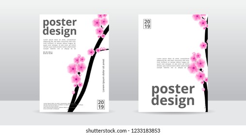Abstract sakura flowers background. Creative design for posters, cards, flyers, brochures, magazines, wedding invitation and any kind of cover