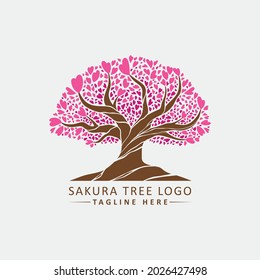 abstract sakura tree logo template design