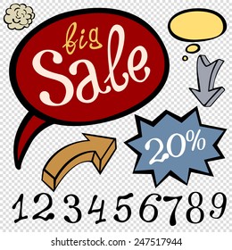 Abstract sale background, vector illustration big number color