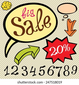 Abstract sale background, vector illustration big number color