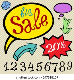 Abstract sale background, vector illustration big number color