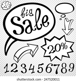 Abstract sale background, vector illustration big number