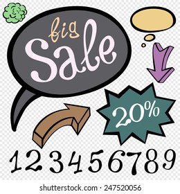 Abstract sale background, vector illustration big number color