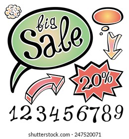 Abstract sale background, vector illustration big number color