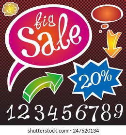Abstract sale background, vector illustration big number color