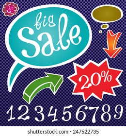Abstract sale background, vector illustration big number color