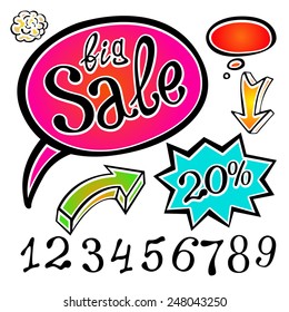 Abstract sale background, vector illustration big number color