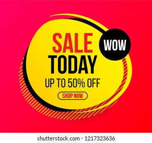 Abstract sale banner in bright color for special offers, sales and discounts. 50% off