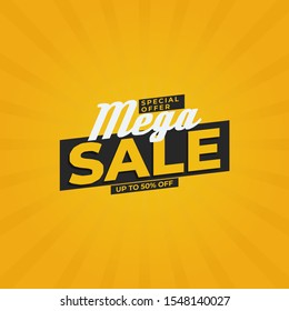 abstract sale banner vector, mega sale template banner promotion