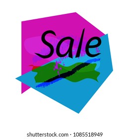 abstract sale banner. Watercolor purple, blue, green smear. vector illustration