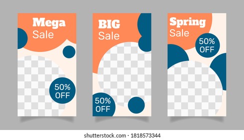Abstract sale colorful social media stories with image. -  Vector.
