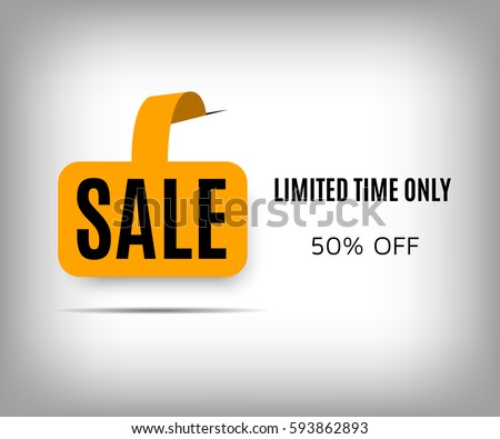 Abstract sale poster with shadow on a gray background. Orange sticker sale, limited time only