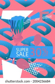 Abstract sale poster. Vector banner template design. Special offer discount banner, big promotion, mega sale fashion advertising.