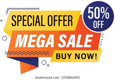 Abstract sale promotion, 50% Sale Special Offer, Flash Sale, Discount Price Buy Now Tag, Banner, Icon, Sign, Label boost sell, Clearance Sale