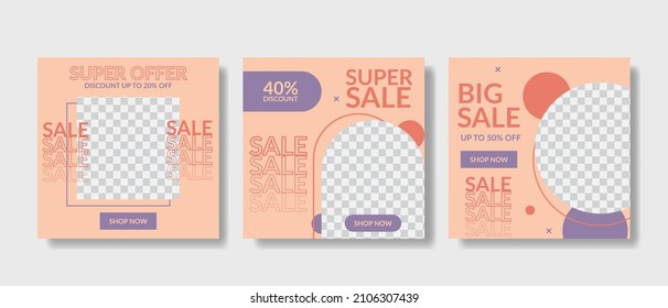 Abstract sale social media post template collection