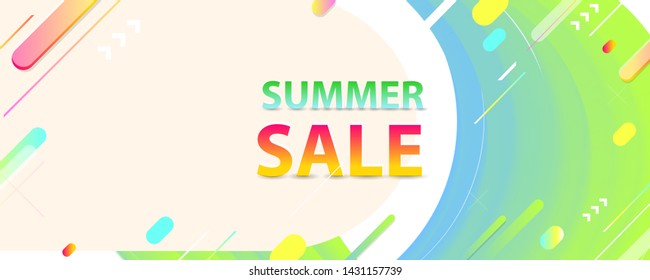 Abstract Sale summer backgrounds colorful 3d holiday vector Illustration graphic design poster flyer leaflet party