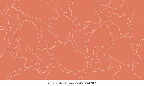 Abstract salmon backdrop displays rounded shapes outlined in crisp white, creating a simple yet visually appealing geometric pattern with organic forms filling the canvas