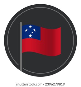 Resumen Icono plano de la bandera de Samoa en círculo aislado en fondo blanco
