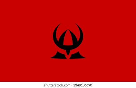 Abstract Samurai Helmet Symbol Vector Silhouette