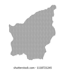 Abstract San Marino country silhouette of wavy black repeating lines. Contour of sinusoid curve. Vector illustration.