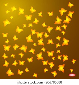 abstract sand floral pattern texture with golden butterfly on dark background vector