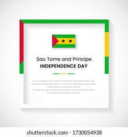 Abstract Sao Tome and Principe flag square frame stock illustration. Elegant country frame with text for Independence day of Sao Tome and Principe