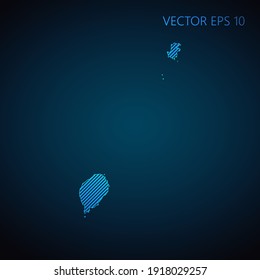 Abstract Sao Tome and Principe map template made from blue diagonal lines on dark background. Vector illustration EPS10.