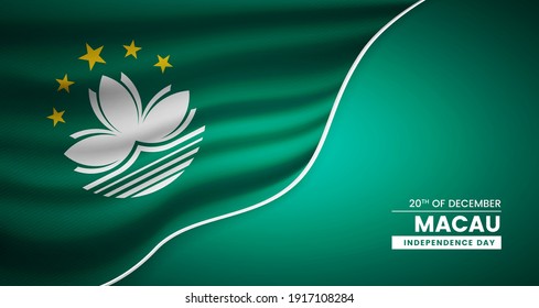 Abstract SAR Establishment day of Macau background with elegant fabric flag and typographic illustration