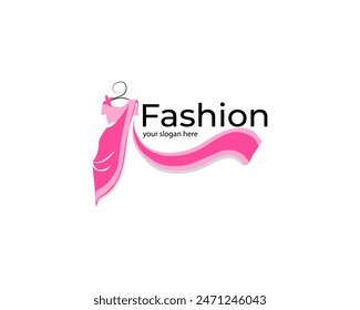 abstract saree, dress fashion logo design illustration