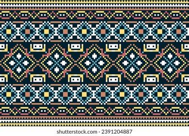 Abstract sari border ethnic pattern flower design. Aztec fabric boho mandalas textile wallpaper. Tribal native motif African American sari elegant embroidery vector background 
