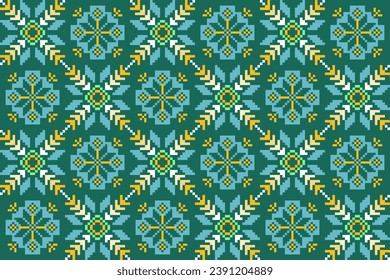 Abstract sari border ethnic pattern flower design. Aztec fabric boho mandalas textile wallpaper. Tribal native motif African American sari elegant embroidery vector background 