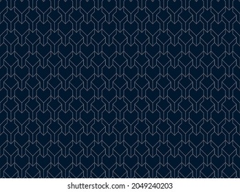 Abstract . Sashiko seamless pattern. line white on indigo background. design for pillow, print, fashion, clothing, fabric, gift wrap.  Vector.