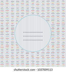 Abstract sashiko text frame. Copy space for text. Colorful stitches on the white background. Japanese embroidery ornament for pattern fills, handicraft for decoration. Can be used as seamless pattern.