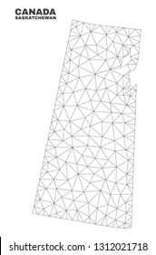 Abstract Saskatchewan Province map isolated on a white background. Triangular mesh model in black color of Saskatchewan Province map. Polygonal geographic scheme designed for political illustrations.