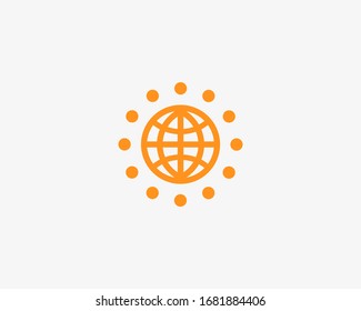 Abstract satellite system planet earth logo icon design modern simple illustration. Cell gps internet vector sign symbol mark logotype