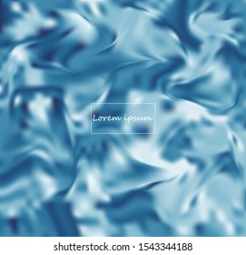 Abstract Satin Silk Fabric. Soft Waves. Cosmetics Background. Blue Vivid Pattern. Smooth Wavy Texture. Melted Shape. Vector 3d illustration.